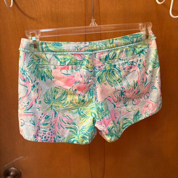 Lilly Pulitzer Adie Seasalt Blue on Paradise Side Zip Shorts Size 00 - Picture 2 of 3